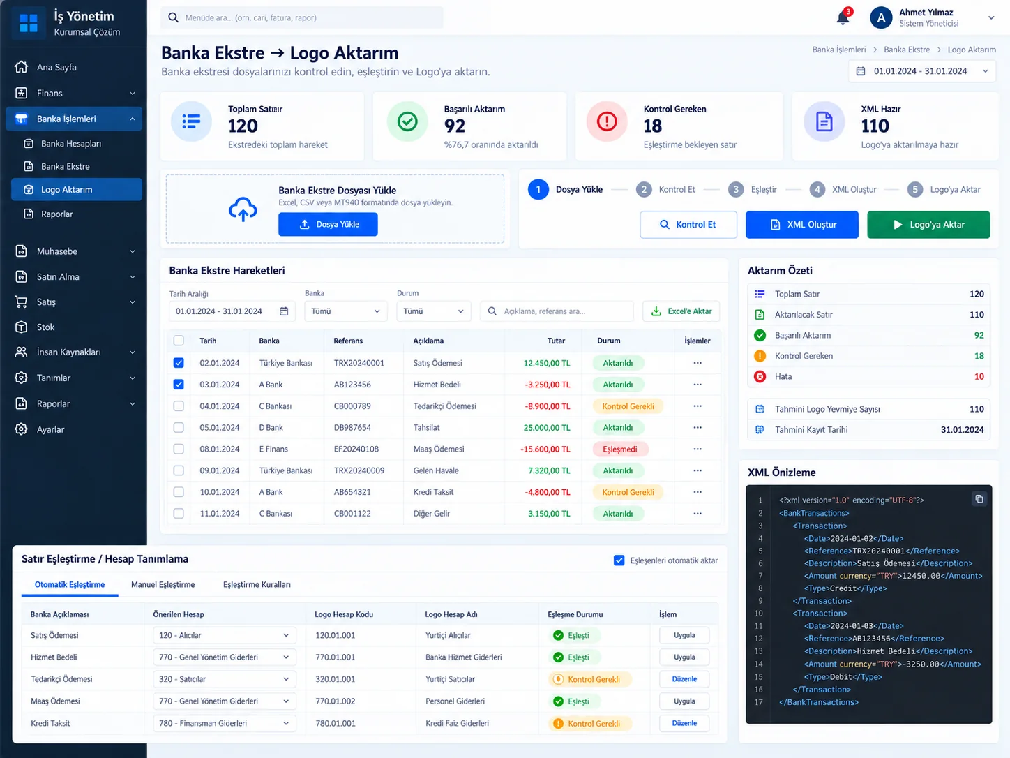 NİS Banka XML önizleme